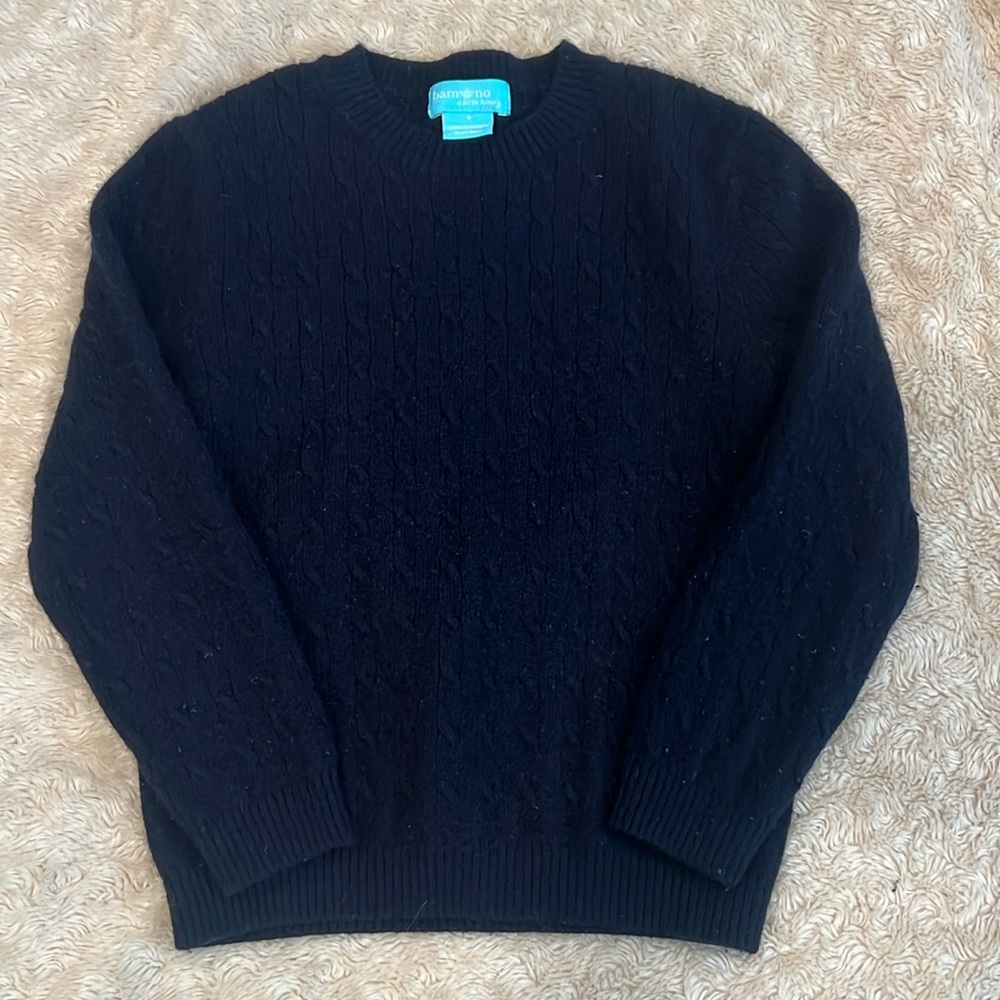 Bambino, girl’s navy cable knit cashmere sweater, size 6